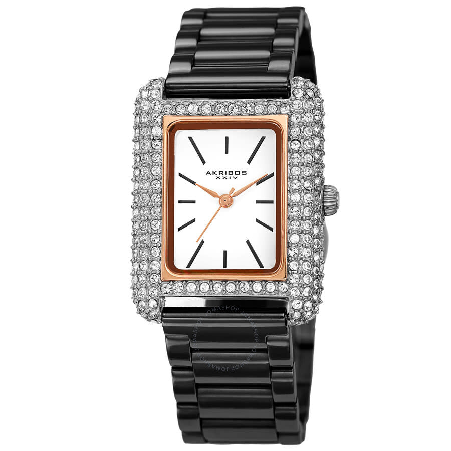 Akribos XXIV Quartz White Dial Ladies Watch AK1108BKR - Dawson Watches