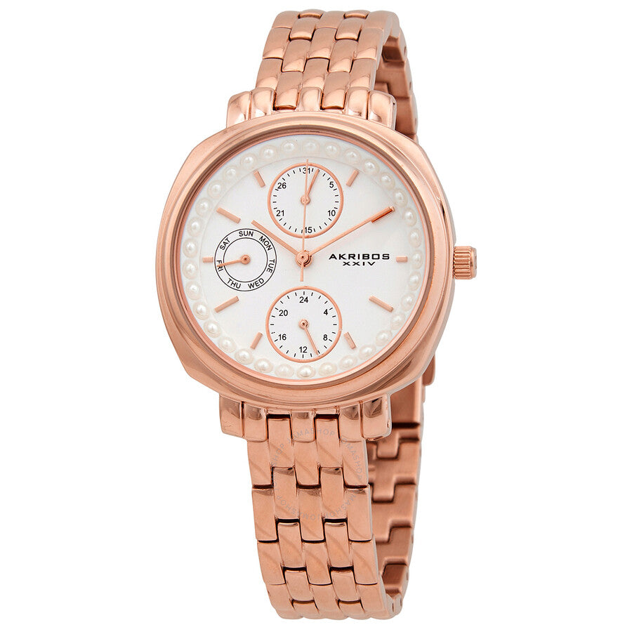Akribos XXIV Quartz White Dial Ladies Watch AK1114RG - Dawson Watches