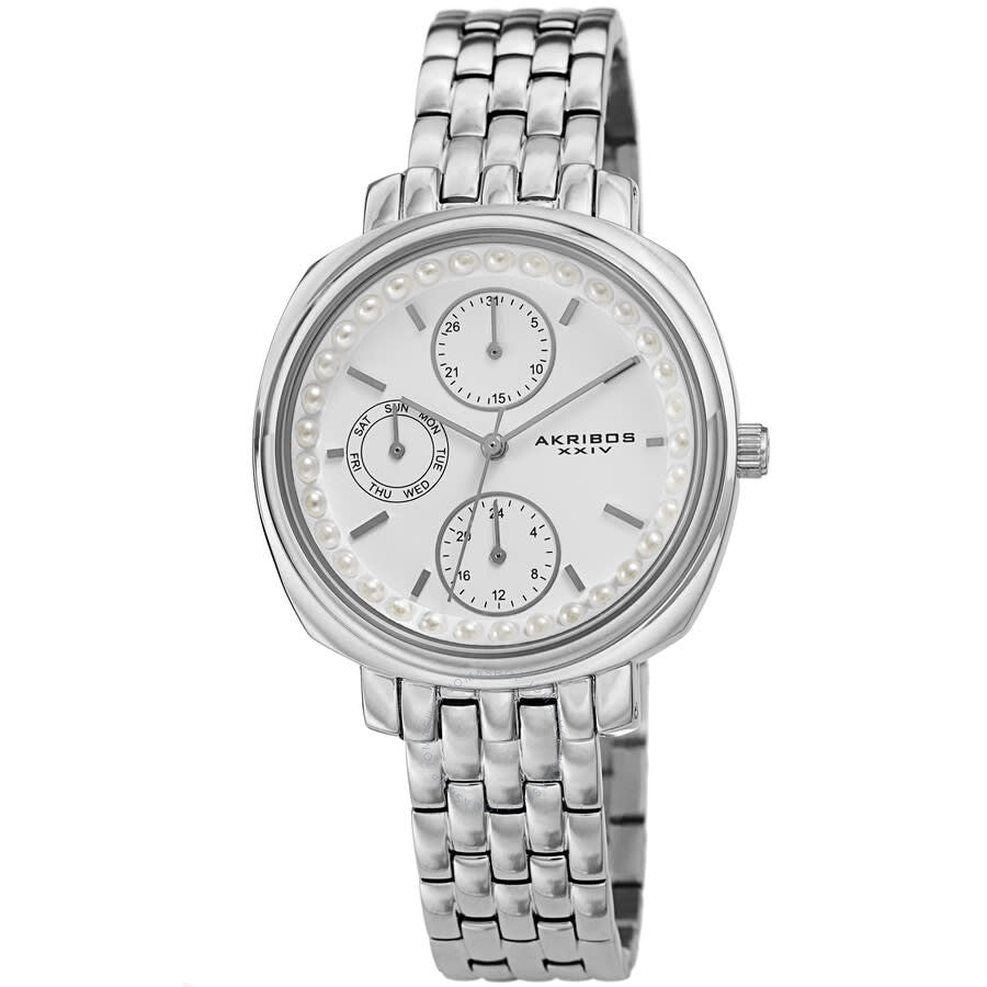 Akribos XXIV Quartz White Dial Ladies Watch AK1114SS - Dawson Watches