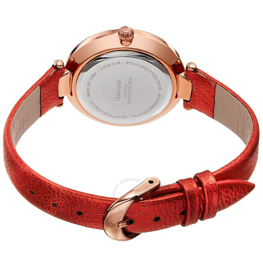 Akribos XXIV Quartz White Dial Red Leather Ladies Watch AK1116RD - Dawson Watches #4