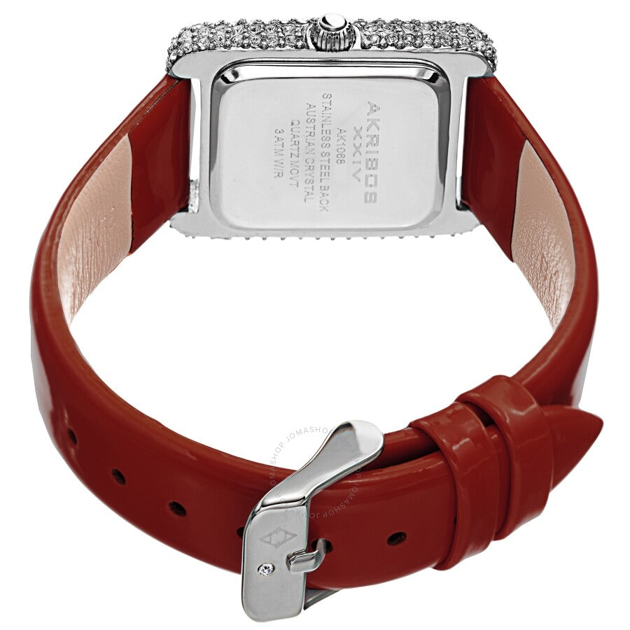 Akribos XXIV Quartz Crystal Red Dial Red Leather Ladies Watch AK1068RD - Dawson Watches #4