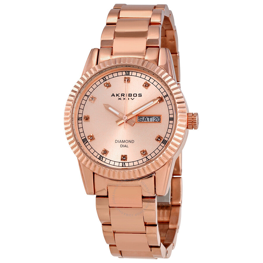 Akribos XXIV Rose Dial Rose Gold-tone Ladies Watch AK965RG - Dawson Watches