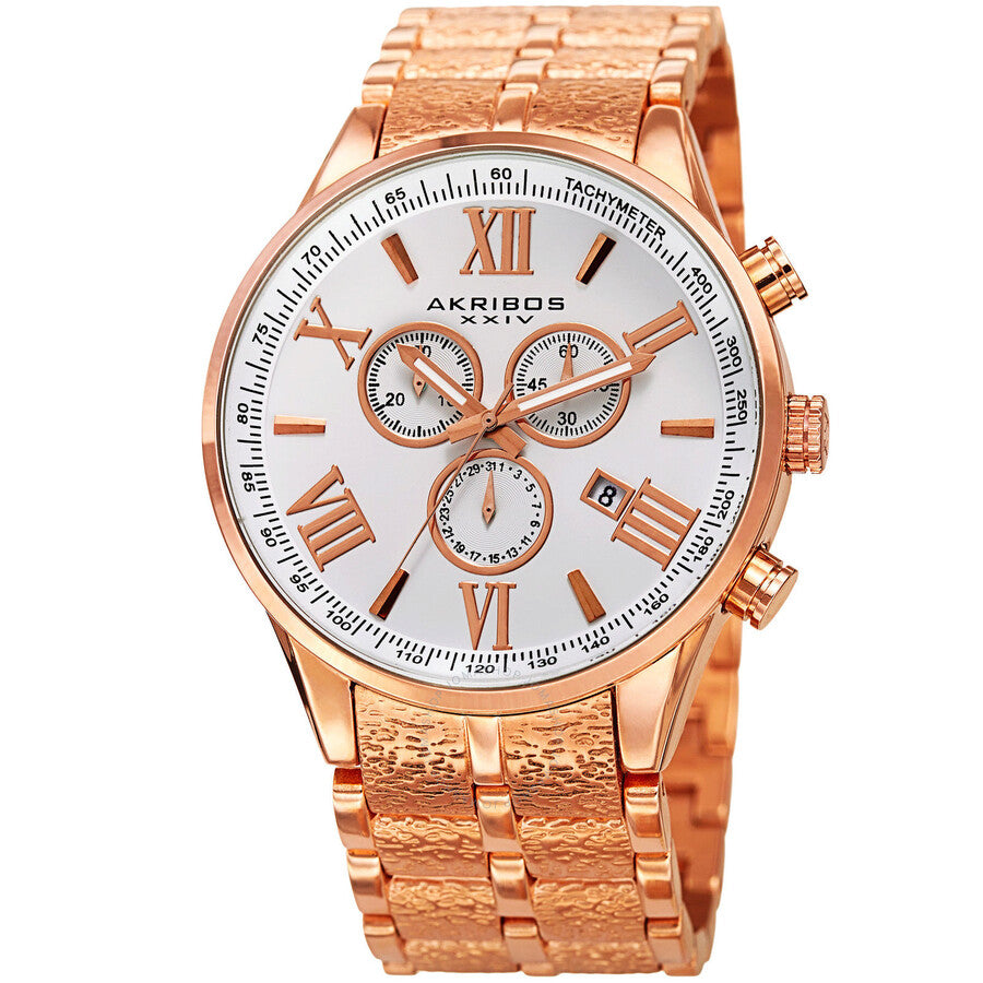 Akribos XXIV Silver Dial Rose Gold-tone Men's Watch AK960RG - Dawson Watches