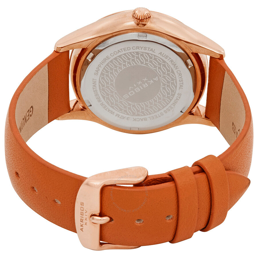 Akribos XXIV Silver Dial Tangerine Leather Ladies Watch AK964TN - Dawson Watches #3