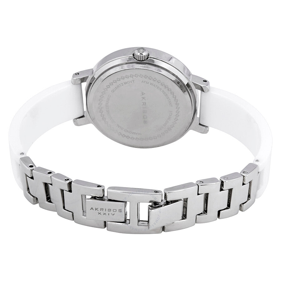 Akribos XXIV Silver Dial White Ceramic Ladies Watch AK758SSW - Dawson Watches #3