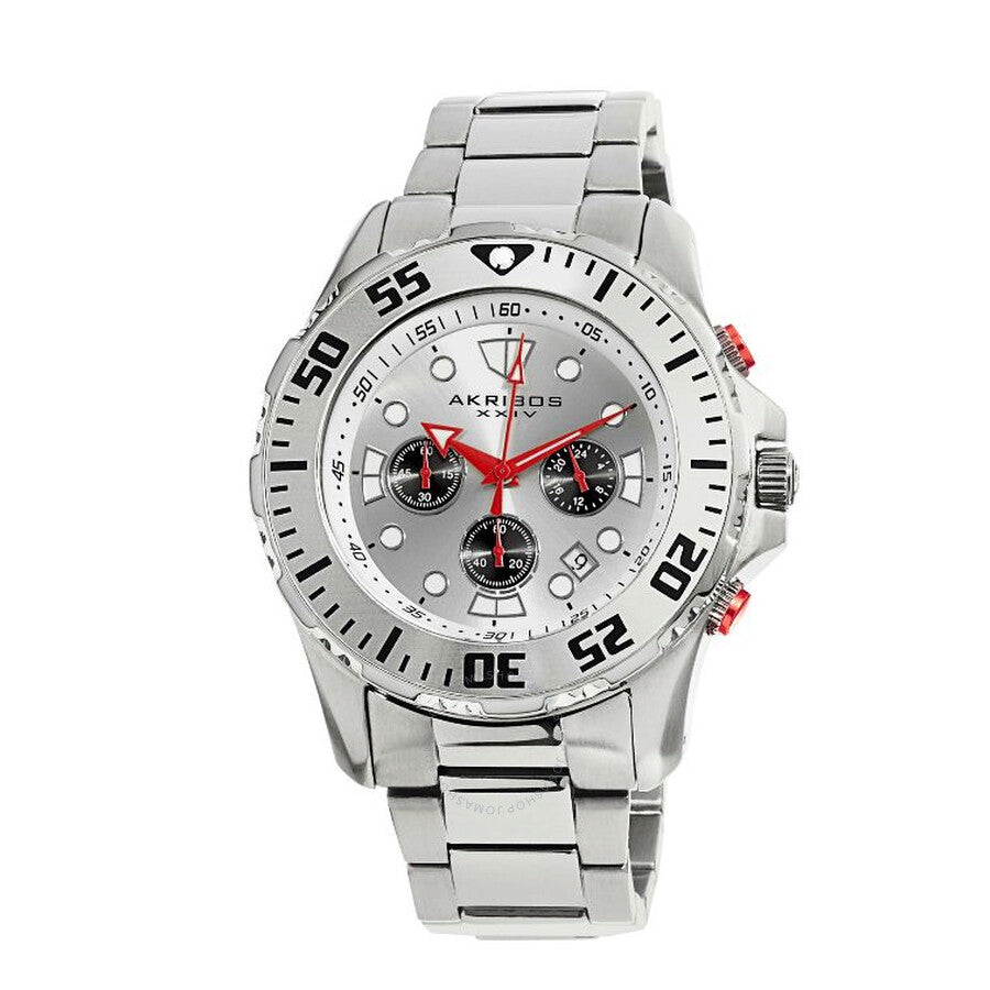 Akribos XXIV Silver Dial Stainless Steel Men's Watch AK661SS - Dawson Watches