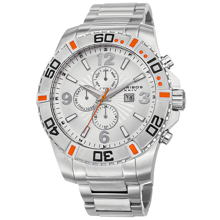 Akribos XXIV Quartz Silver Dial Stainless Steel Men's Watch AK671SS - Dawson Watches