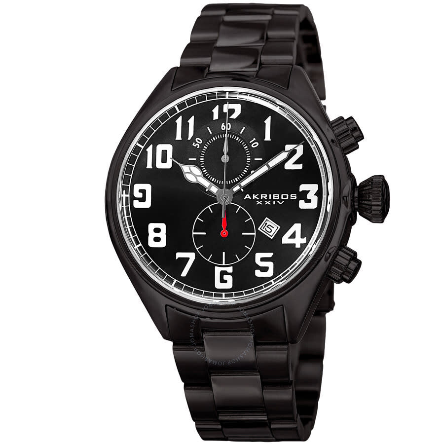 Akribos XXIV Trek Chronograph Quartz Black Dial Men's Watch P50128 - Dawson Watches