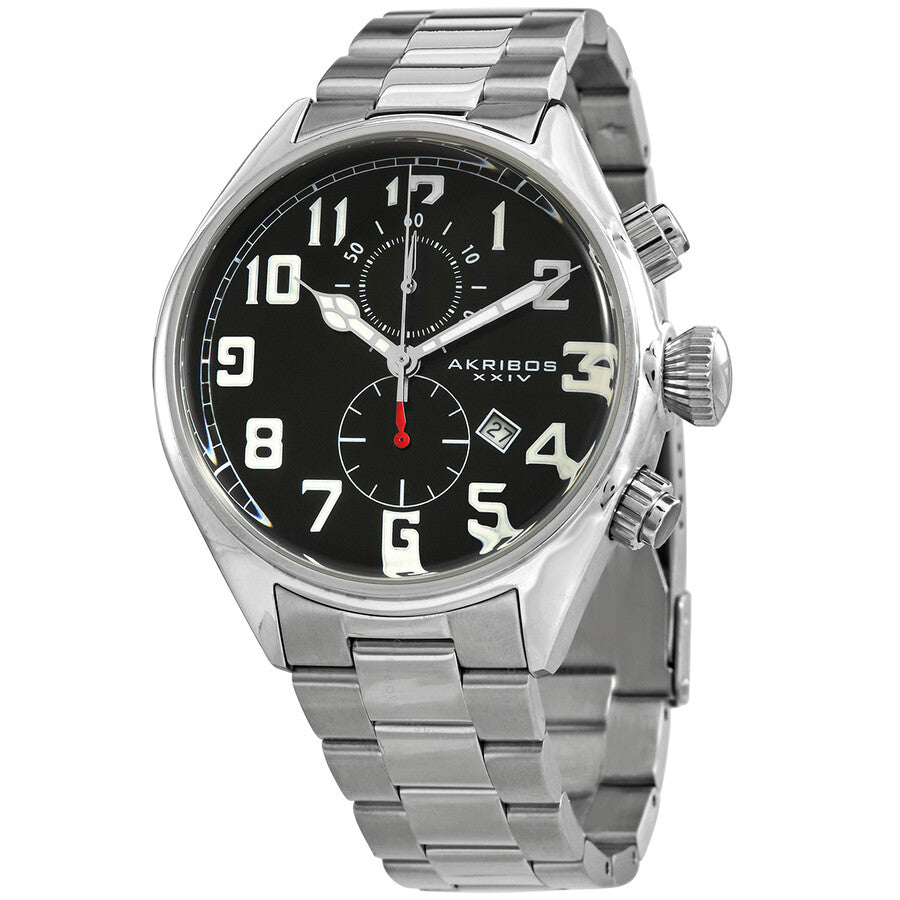 Akribos XXIV Trek Chronograph Quartz Black Dial Men's Watch P50129 - Dawson Watches