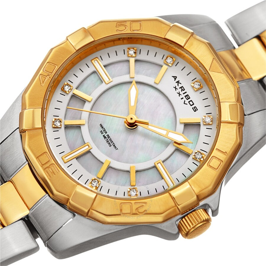 Akribos XXIV Quartz Crystal White Dial Ladies Watch AK1006TTG - Dawson Watches #2