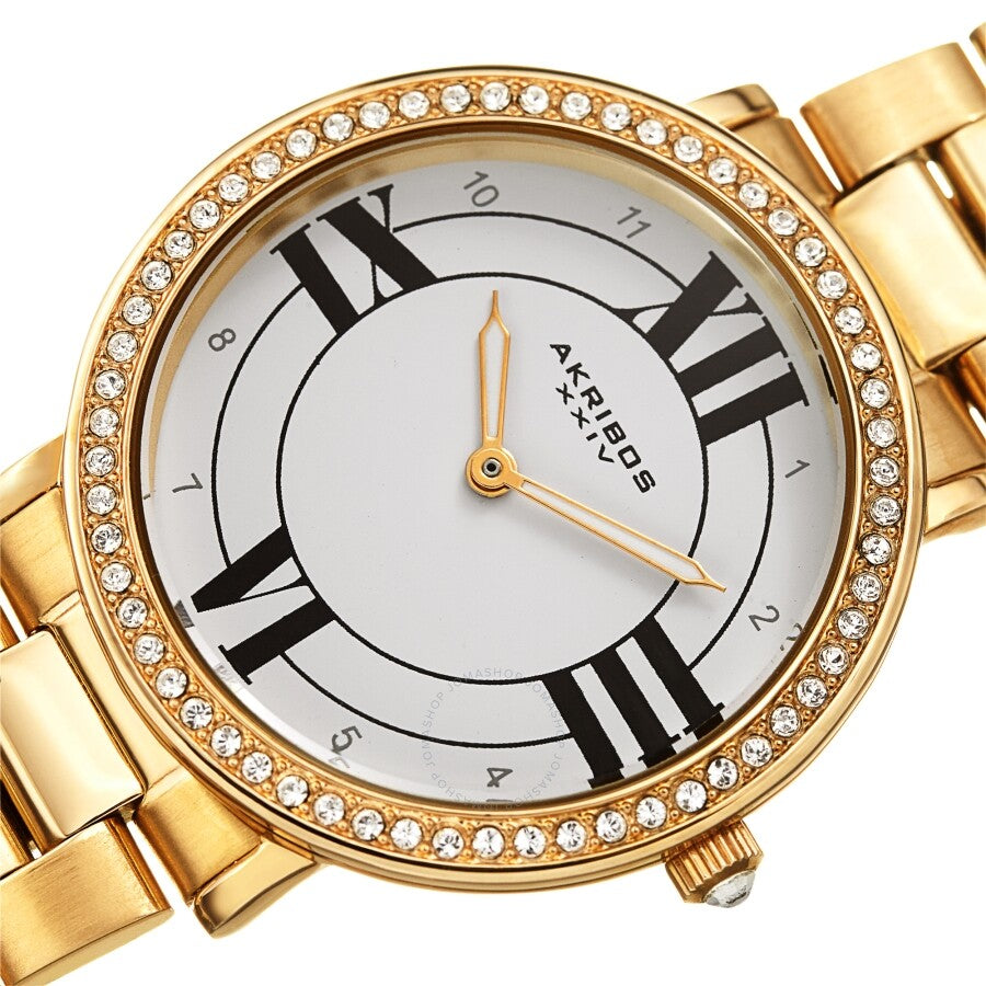 Akribos XXIV Quartz Crystal White Dial Ladies Watch AK1036YG - Dawson Watches #2