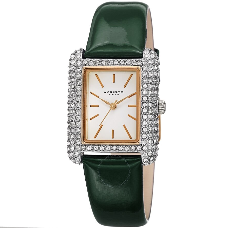 Akribos XXIV Quartz Crystal White Dial Ladies Watch AK1068GN - Dawson Watches