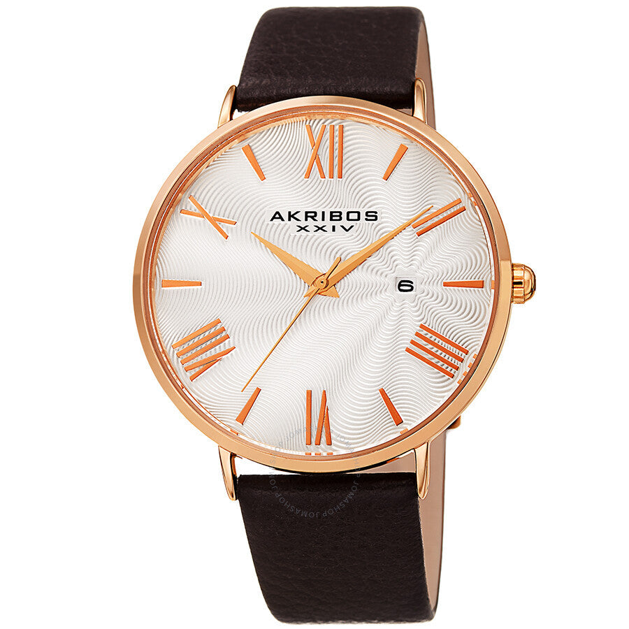Akribos XXIV Waves White Dial Men's Watch AK1041RGBR - Dawson Watches