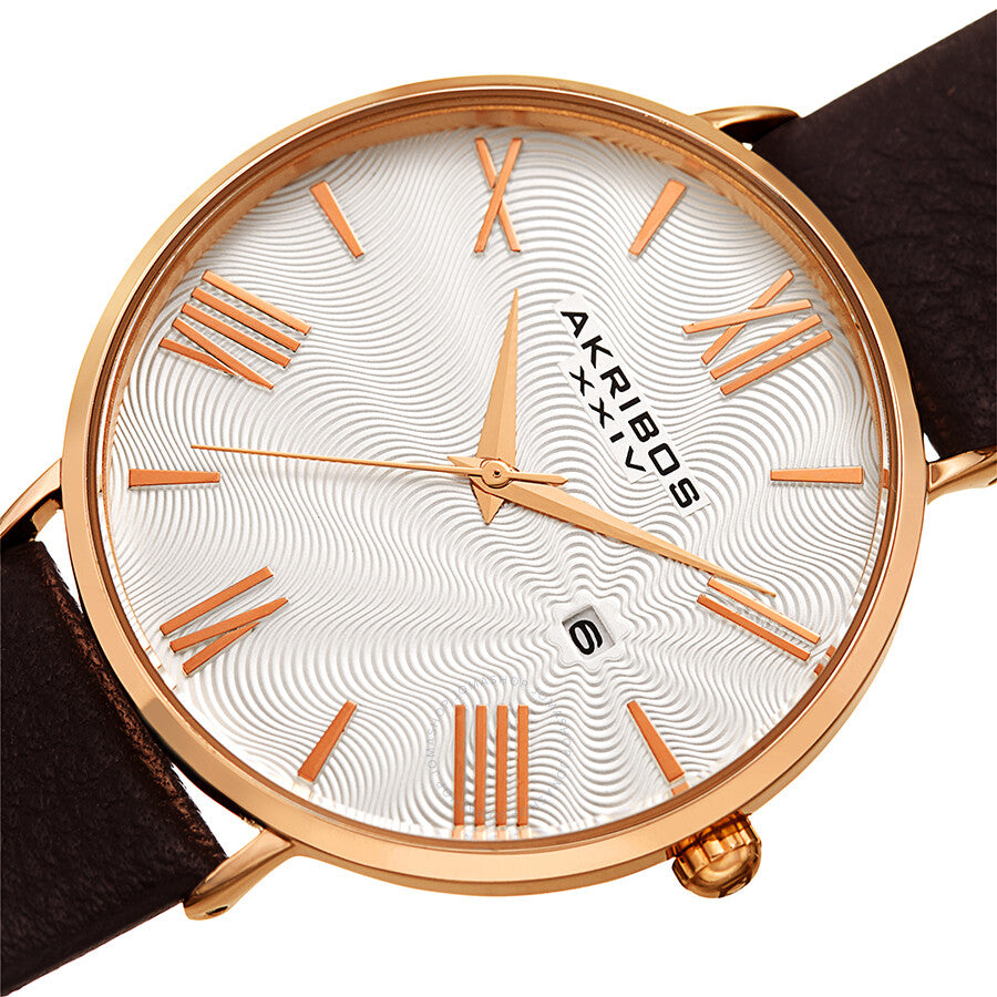 Akribos XXIV Waves White Dial Men's Watch AK1041RGBR - Dawson Watches #2