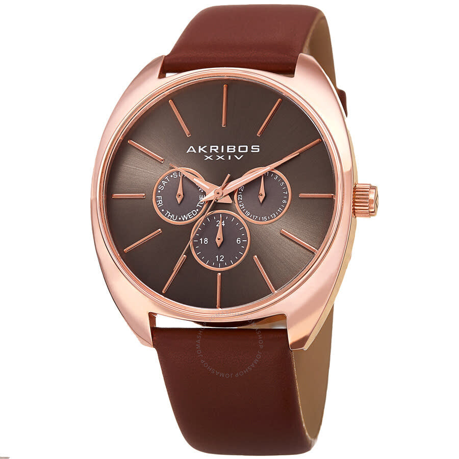 Akribos XXIV Womens Casual Chronograph Quartz Brown Dial Men's Watch P50187 - Dawson Watches