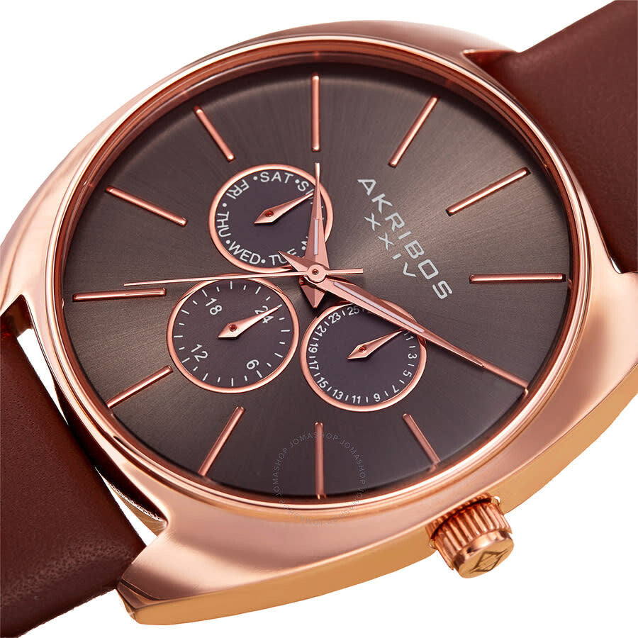 Akribos XXIV Womens Casual Chronograph Quartz Brown Dial Men's Watch P50187 - Dawson Watches #2