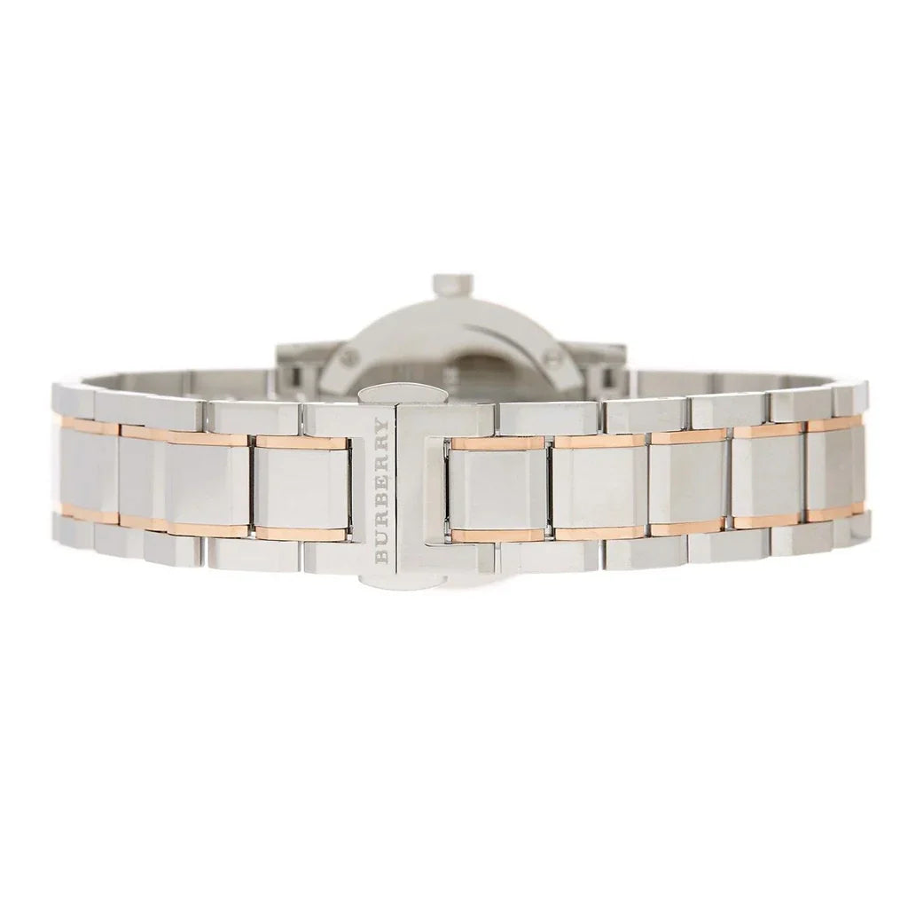 Burberry The City Check Stamped Silver Dial Two Tone Rose Gold Watch BU9205