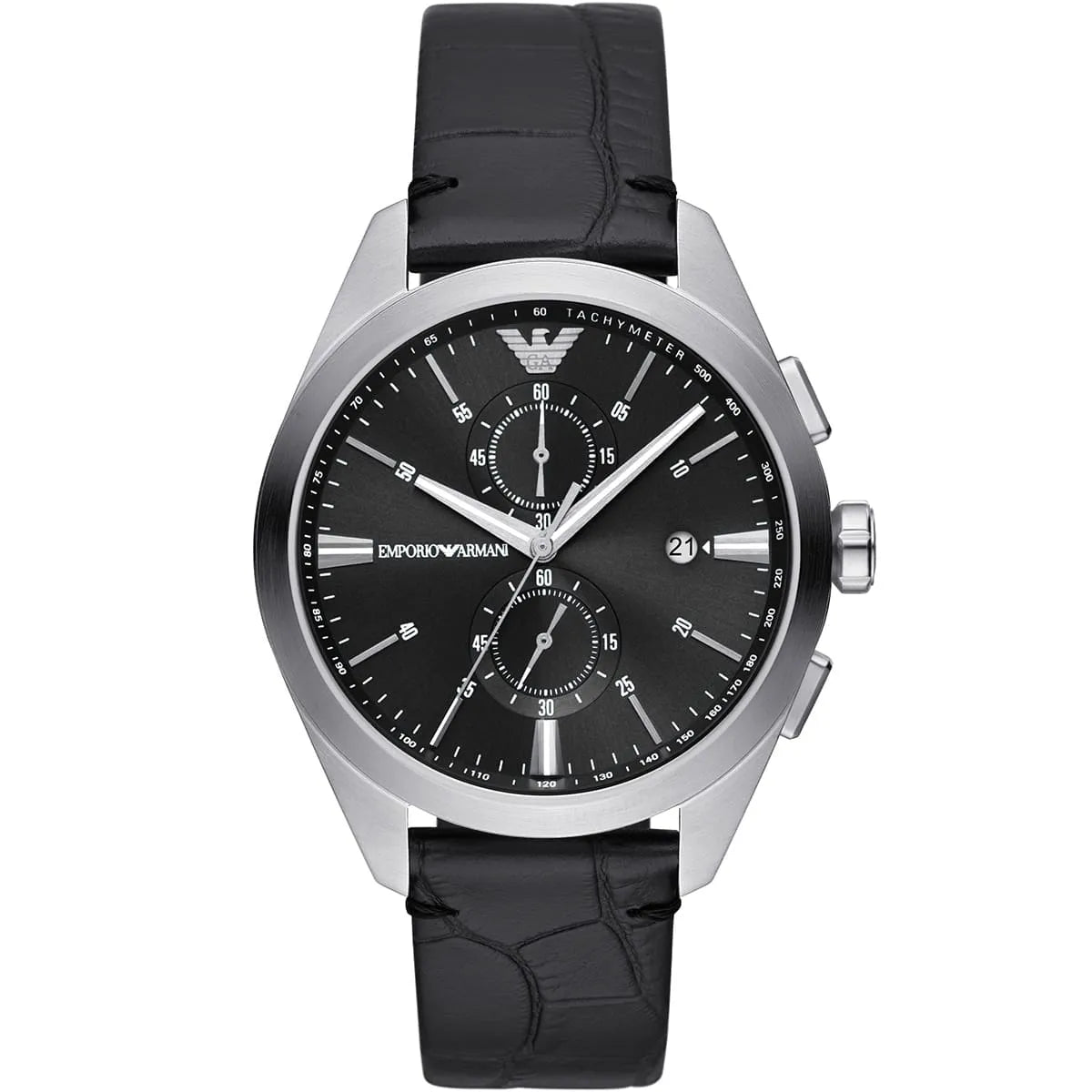 Emporio Armani Claudio Chronograph Black Genuine Leather Men's Watch - AR11542