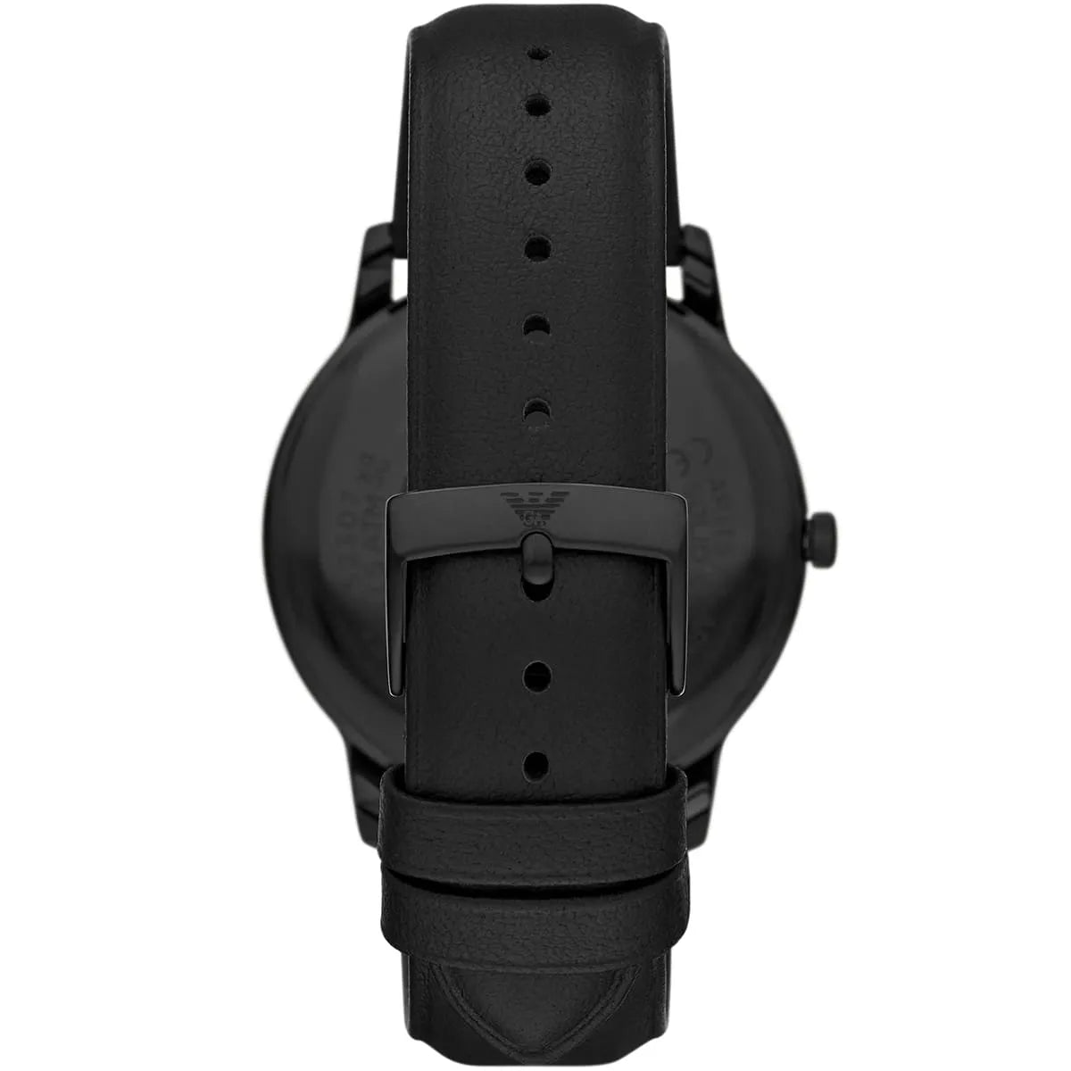 Emporio Armani Minimalist Three-Hand Date Black Genuine Leather Men's Watch - AR11573