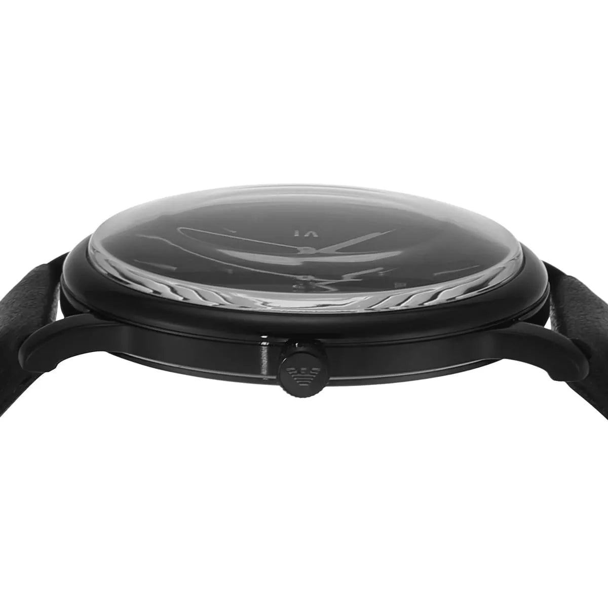 Emporio Armani Minimalist Three-Hand Date Black Genuine Leather Men's Watch - AR11573