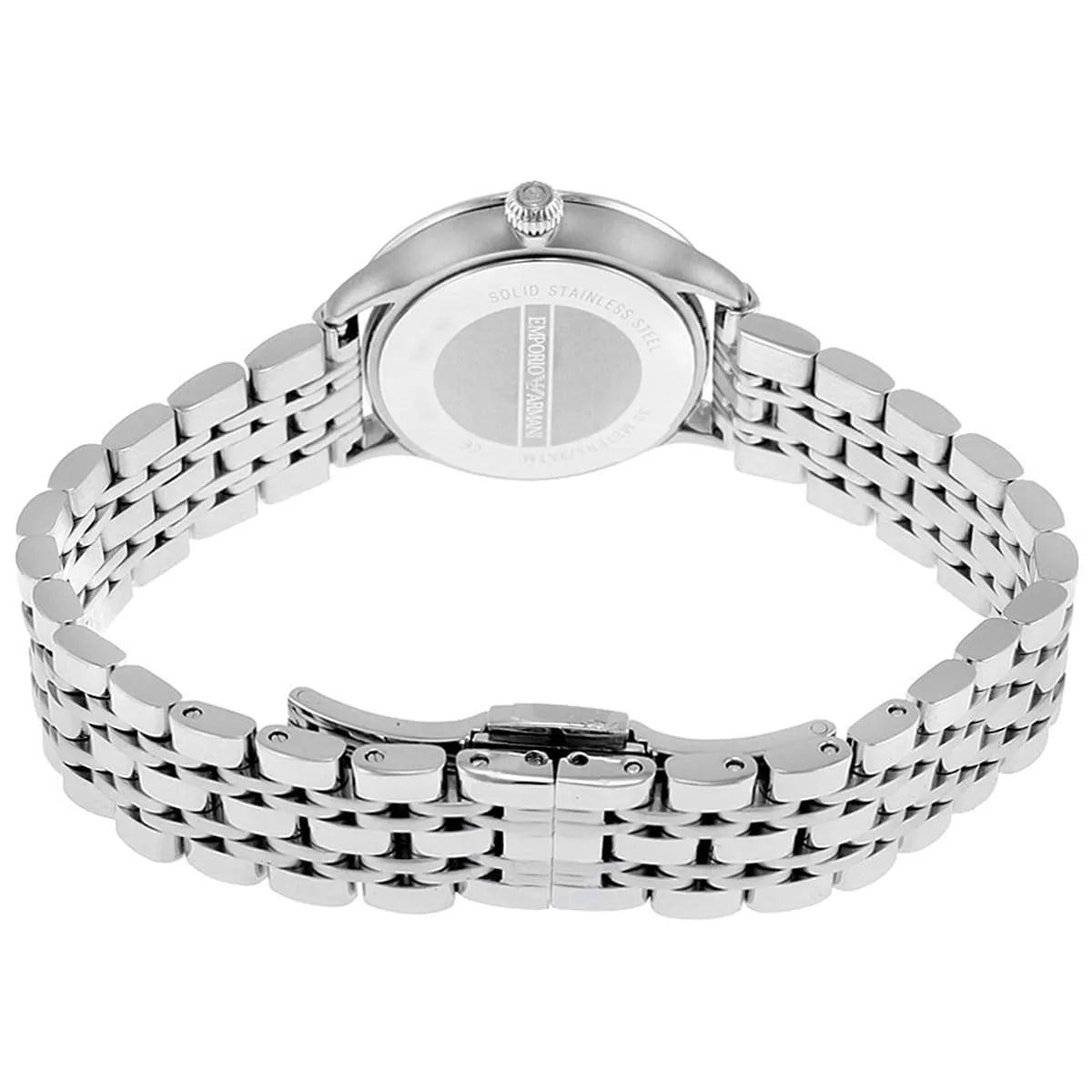 Emporio Armani Alpha X-Small caseback and bracelet clasp detail view