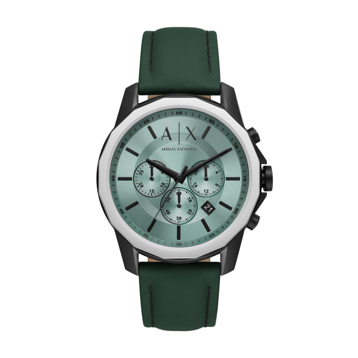 Armani Exchange Banks Chronograph Green Leather Strap Men's Watch - AX1725