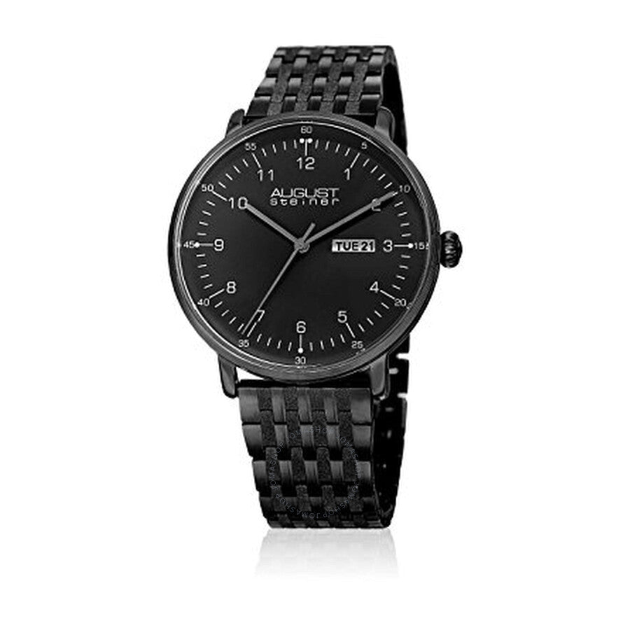 August Steiner Black Dial Black Ion-plated Men's Watch AS8215BK - Dawson Watches