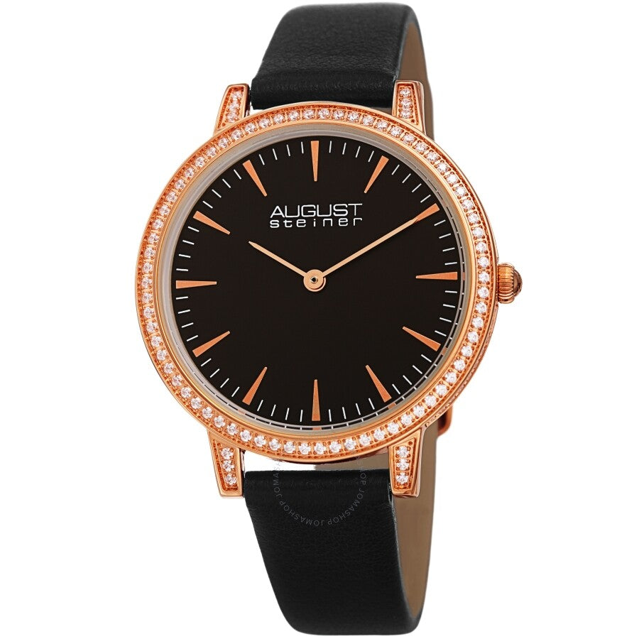 August Steiner Quartz Crystal Black Dial Ladies Watch AS8274BKR - Dawson Watches