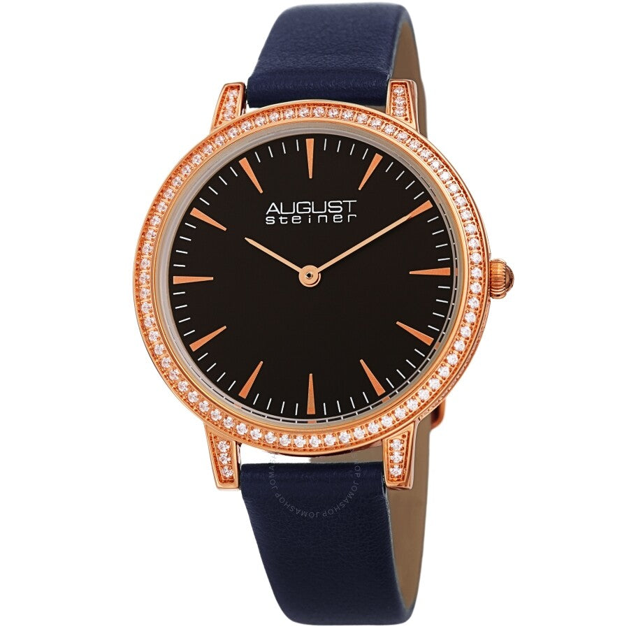 August Steiner Quartz Crystal Black Dial Ladies Watch AS8274BU - Dawson Watches