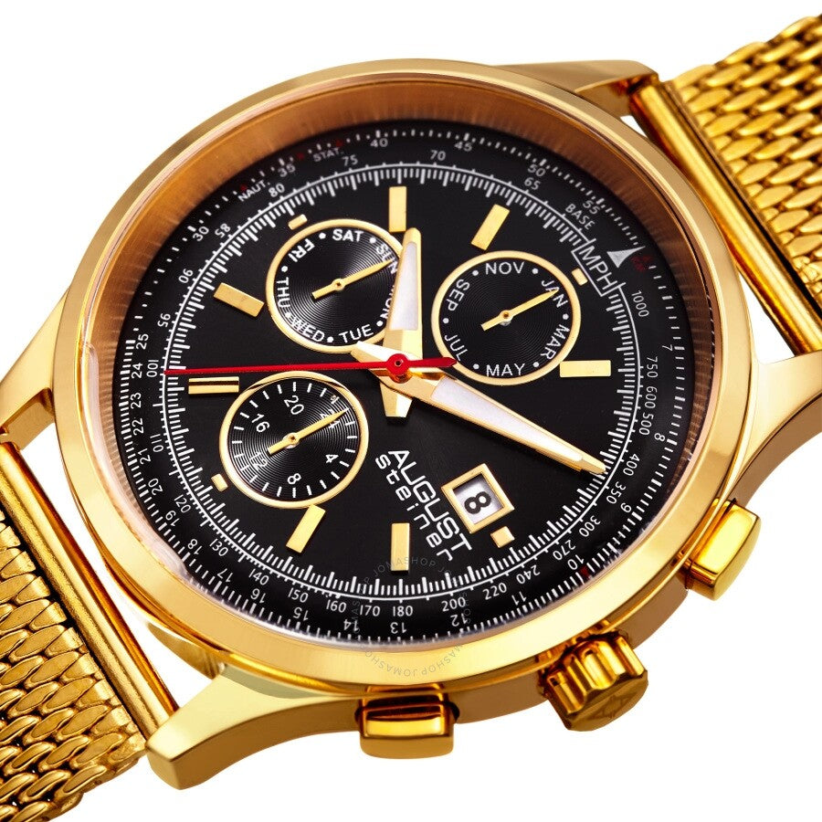 August Steiner Quartz Black Dial Men's Watch AS8194YGB - Dawson Watches #2