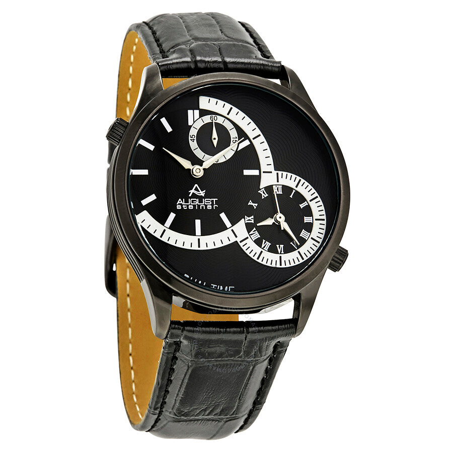 August Steiner Black Dual Time Dial Men's Watch AS8010BK - Dawson Watches