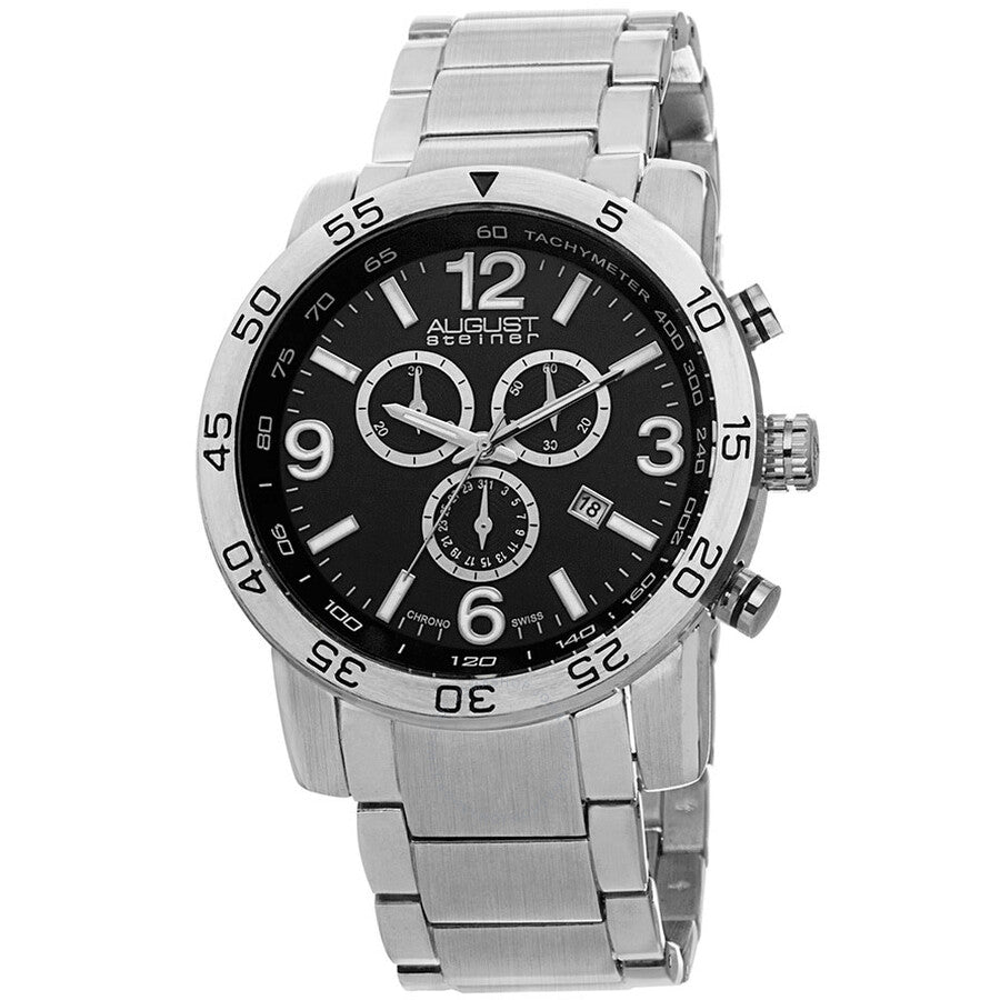 August Steiner Black Dial Base Metal Men's Watch AS8097SSB - Dawson Watches
