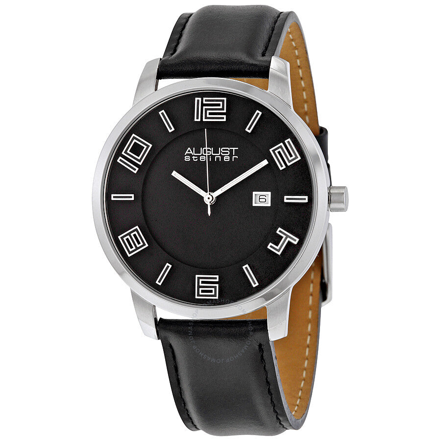 August Steiner Black Dial Black Leather Men's Watch AS8108BKS - Dawson Watches