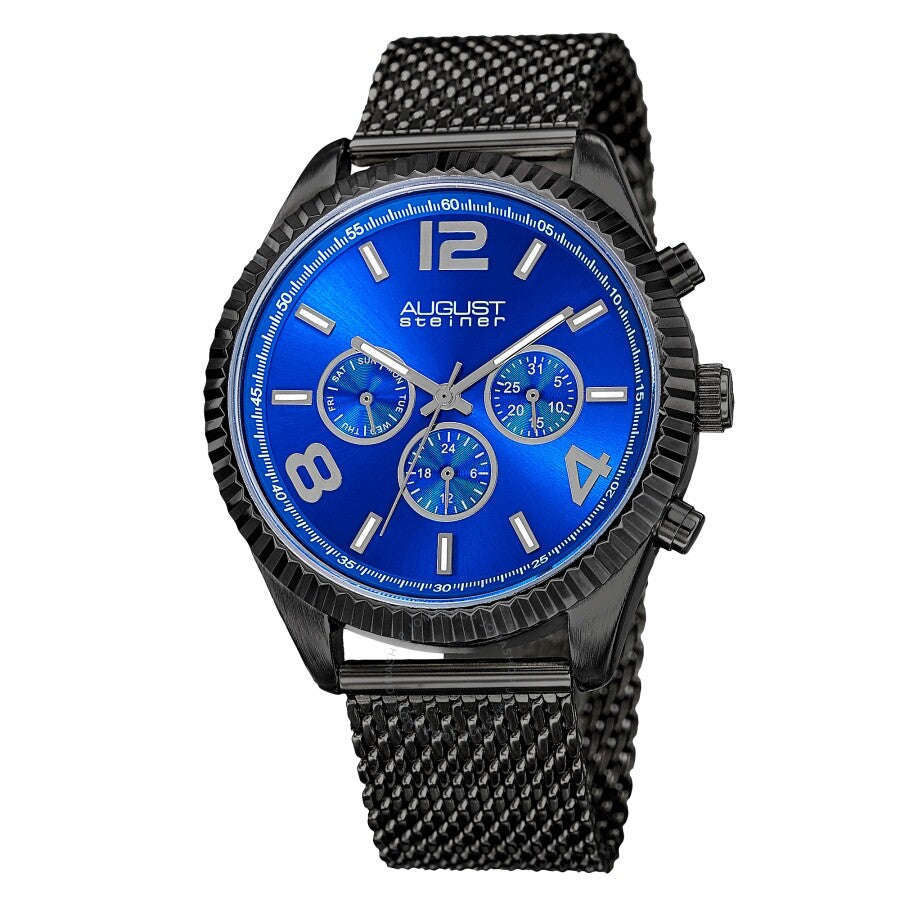 August Steiner Quartz Blue Dial Men's Watch AS8196BKBU - Dawson Watches