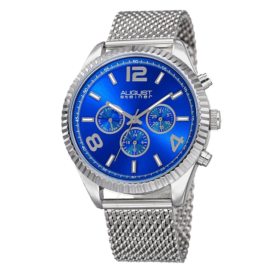 August Steiner Quartz Blue Dial Men's Watch AS8196SSBU - Dawson Watches