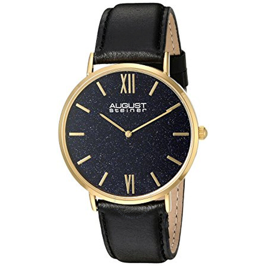 August Steiner Blue Sandstone Dial Black Leather Men's Watch AS8211YGBU - Dawson Watches