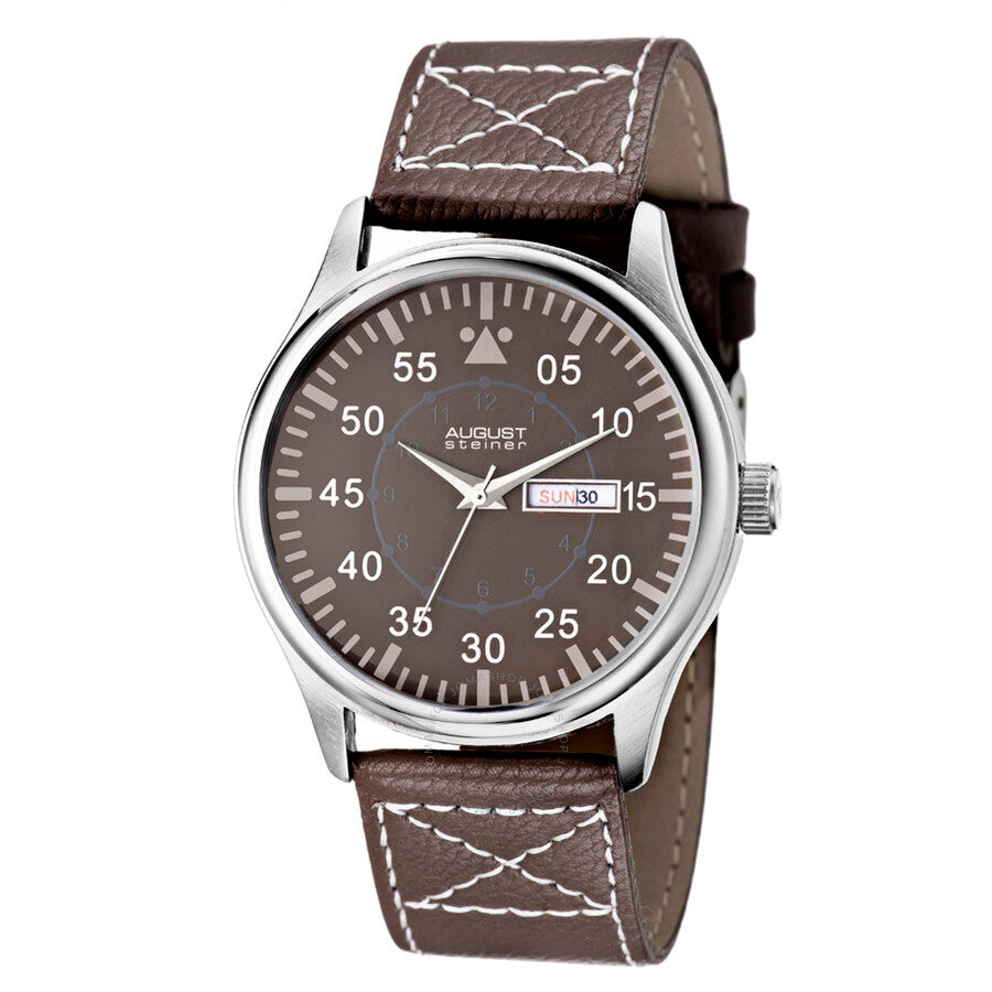 August Steiner Brown Dial Brown Leather Men's Watch AS8074BK - Dawson Watches