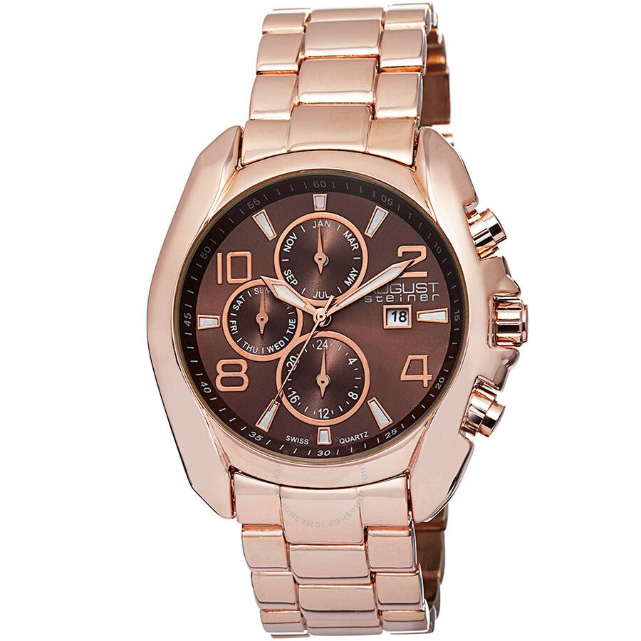 August Steiner Multi-Function Brown Dial Men's Watch AS8109RG - Dawson Watches