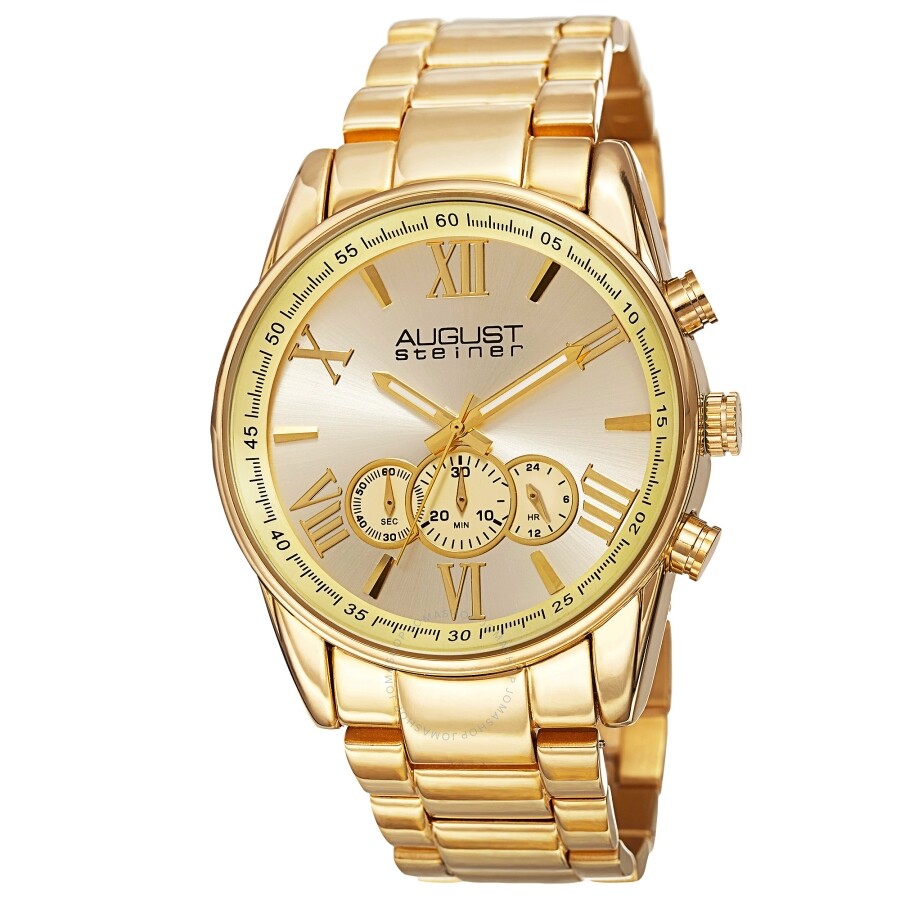 August Steiner Chronograph Quartz Gold Dial Men's Watch AS8163YG - Dawson Watches