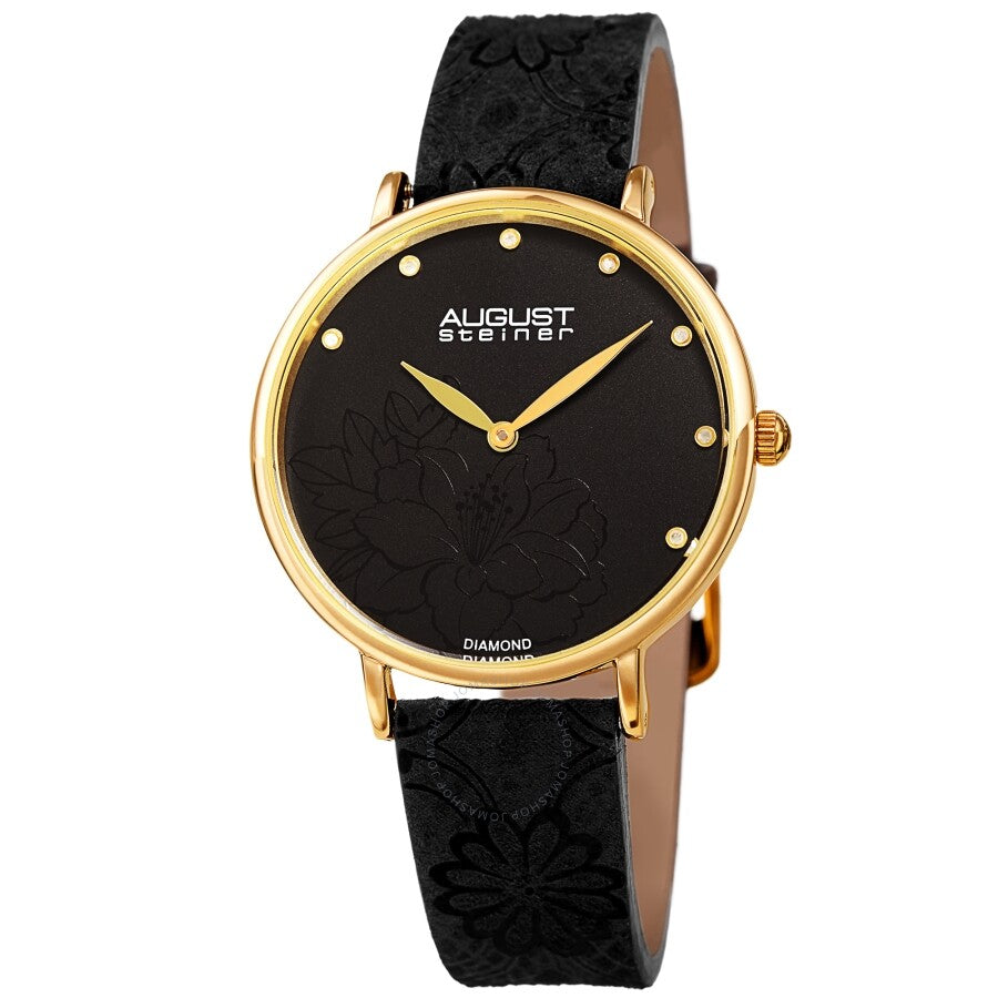 August Steiner Quartz Diamond Black Dial Ladies Watch AS8242BK - Dawson Watches