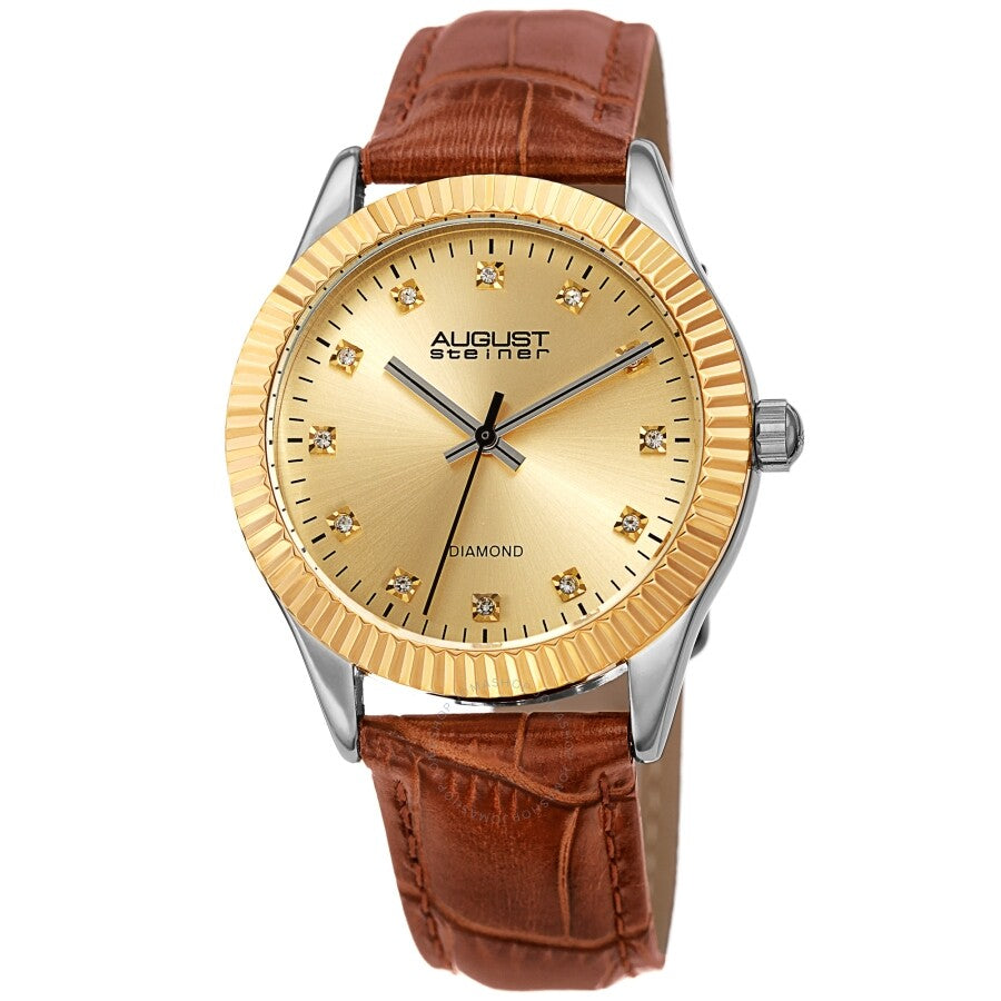 August Steiner Quartz Diamond Gold Dial Ladies Watch AS8277TN - Dawson Watches