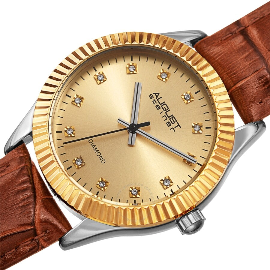 August Steiner Quartz Diamond Gold Dial Ladies Watch AS8277TN - Dawson Watches #2