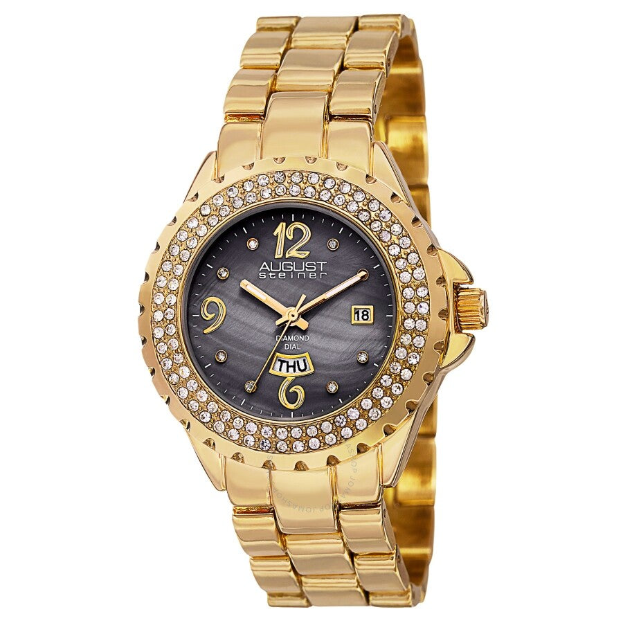 August Steiner Quartz Diamond Grey Dial Ladies Watch AS8156YG - Dawson Watches