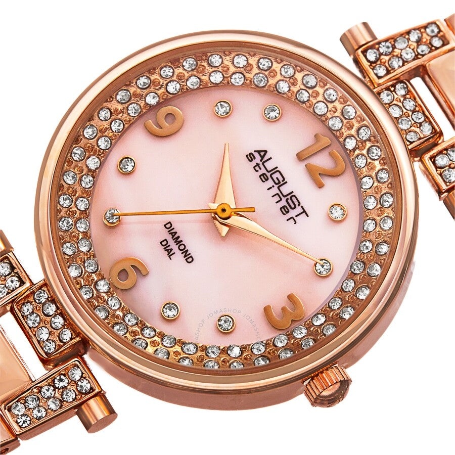 August Steiner Diamond Pink Mother of Pearl Dial Ladies Watch AS8137RG - Dawson Watches #2