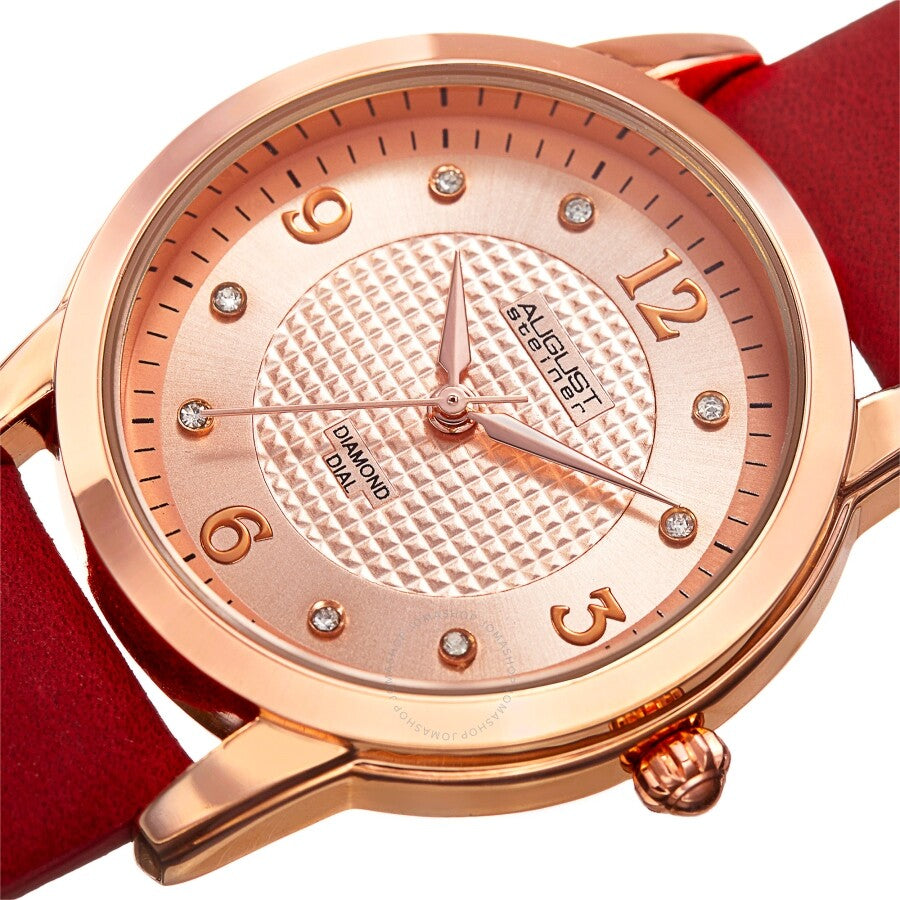August Steiner Quartz Diamond Rose Gold Dial Ladies Watch AS8198RD - Dawson Watches #2