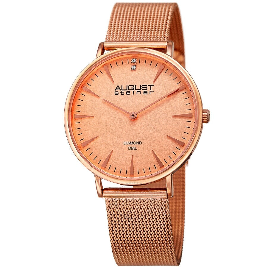August Steiner Quartz Diamond Rose Dial Ladies Watch AS8207RG - Dawson Watches