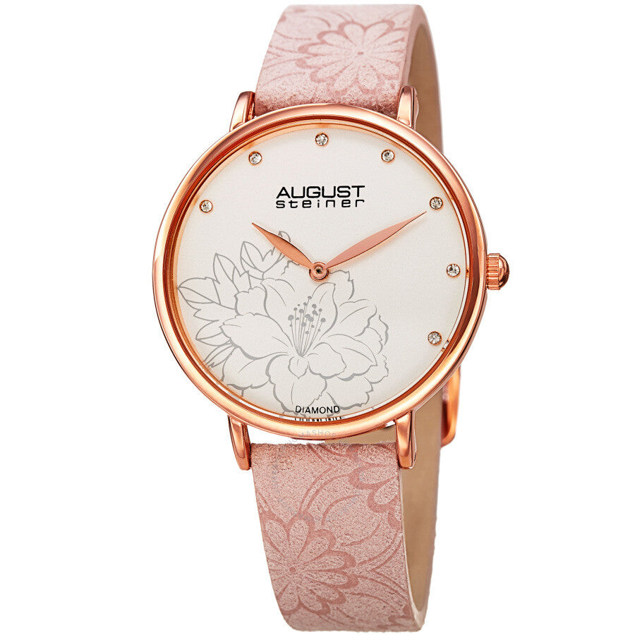 August Steiner Diamond Silver Dial Ladies Watch AS8242BL - The Watches Men & Co