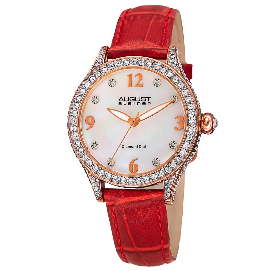 August Steiner Quartz Diamond White Dial Ladies Watch AS8188RD - Dawson Watches