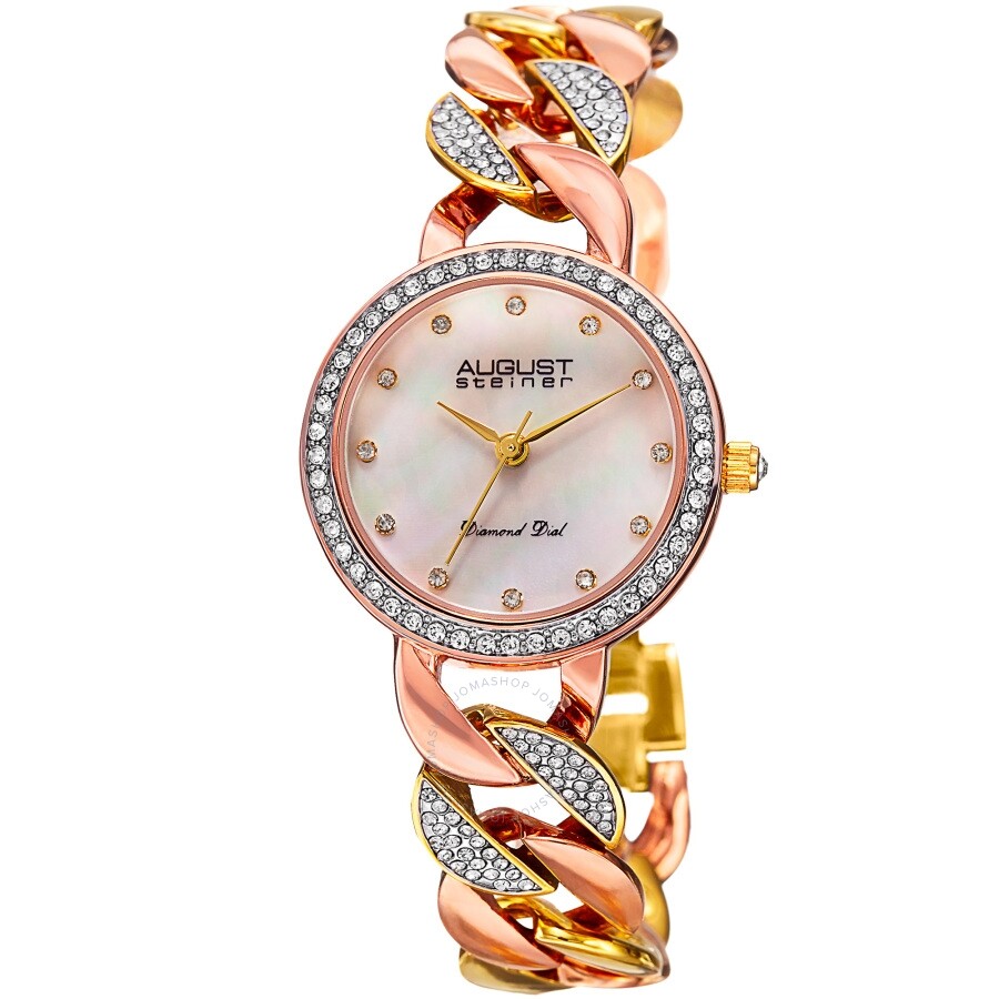 August Steiner Quartz Diamond White Dial Ladies Watch AS8190TRI - Dawson Watches