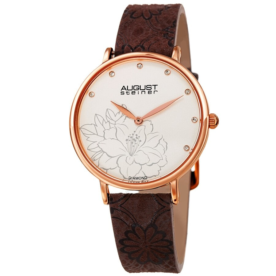 August Steiner Quartz Diamond White Dial Ladies Watch AS8242BR - Dawson Watches